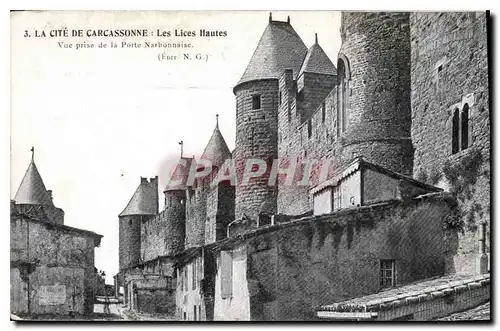 Cartes postales La Cite de Carcassonne Les Lices Hautes Vue prise de la Porte Narbonnaise