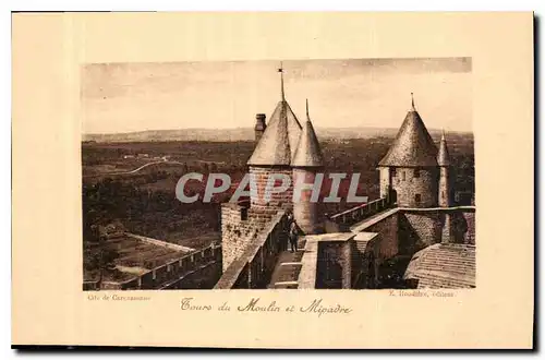 Ansichtskarte AK Cite de Carcassonne Tours du Moulin et Mipadre