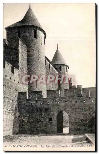 Ansichtskarte AK Carcassonne Cite Les Tours de la Chapelle et de la Poudre