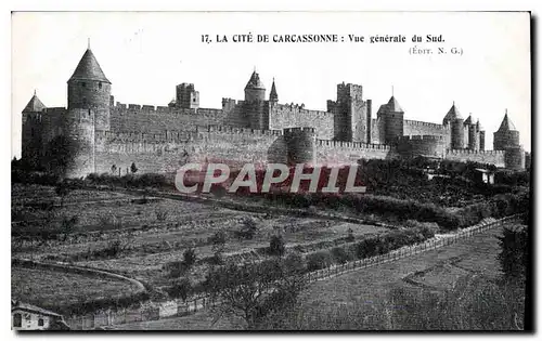 Cartes postales La Cite de Carcassonne vue generale du Sud