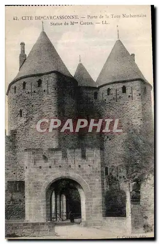 Cartes postales Cite de Carcassonne Porte de la Tour Narbonnaise Statue de Mme Caecas
