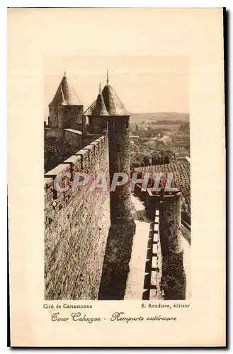 Ansichtskarte AK Cite de Carcassonne Tour Cahuzac Remparts exterieure