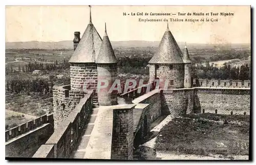 Cartes postales La Cite de Carcassonne Tour du Moulin et Tour Mipadre Emplacement du Theatre Antique de la Cite