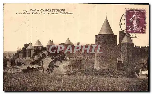 Cartes postales Cite de Carcassonne tour de la Vade et vue prise du Sud Ouest