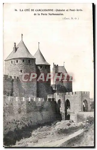 Ansichtskarte AK La Cite de Carcassonne Chatelet et Pont Levis de la Porte Narbonnaise