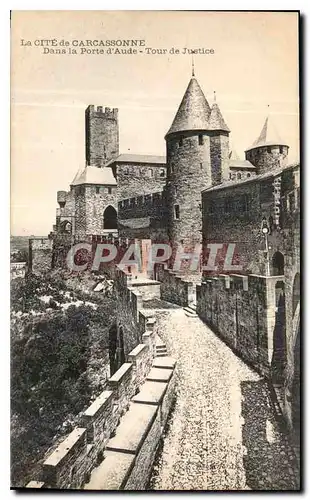 Ansichtskarte AK La Cite de Carcassonne dans la Porte d'Aude Tour de Justice