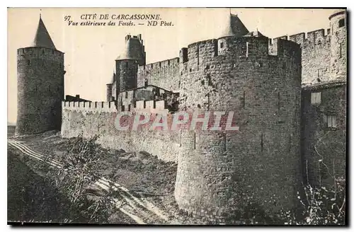 Cartes postales Cite de Carcassonne vue exterieure des Fosses