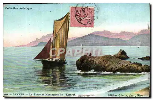 Cartes postales Cannes la Plage et Montagnes de l'Esterel Bateau