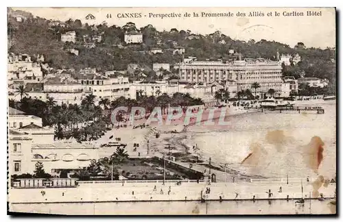 Cartes postales Cannes Perspective de la Promenade des Allies et le Carlton Hotel