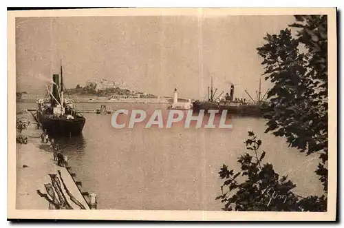 Ansichtskarte AK Cote d'Azur Antibes le pont au loin le Fort Carre Bateaux