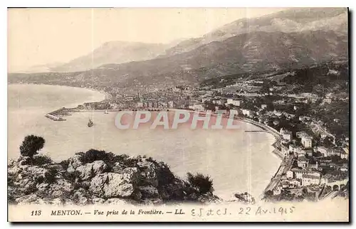 Cartes postales Menton vue prise de la Frontiere