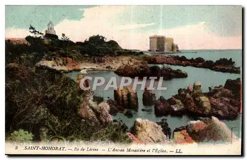 Cartes postales Saint Honorat fle de Lerins l'eancien monastere et l'Eglise