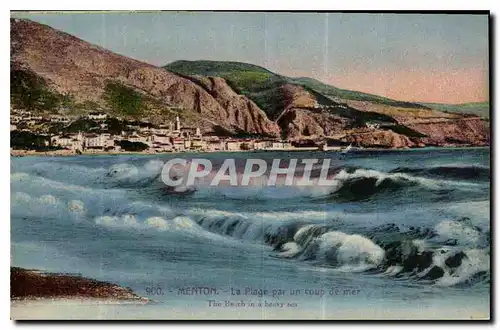 Cartes postales Menton la Plage par un coup de mer