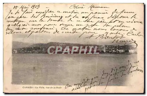 Cartes postales Cannes la Ville vue de la rade