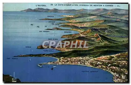 Cartes postales La Cote d'Azur a vol d'Oiseau de Menton a Cannes