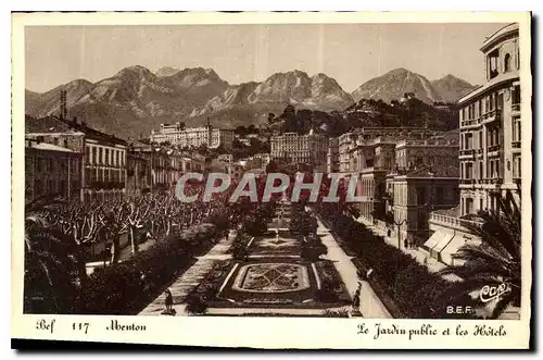 Cartes postales Menton le Jardin public et les Hotels