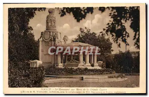 Cartes postales Nancy monument aux Morts de la Grande Guerre