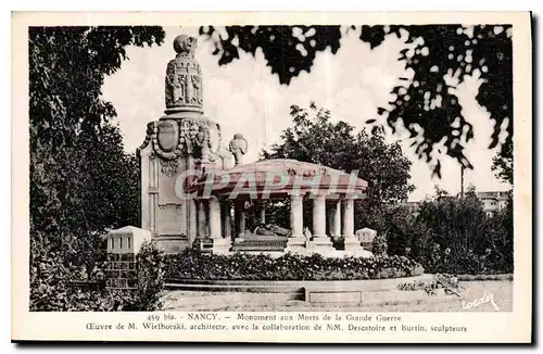 Cartes postales Nancy monument aux Morts de la Grande Guerre