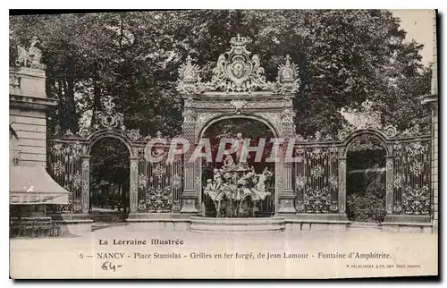 Cartes postales Nancy Place Stanislav Grilles en fer forge de Jean Lamour Fontaine d'Amphitrite