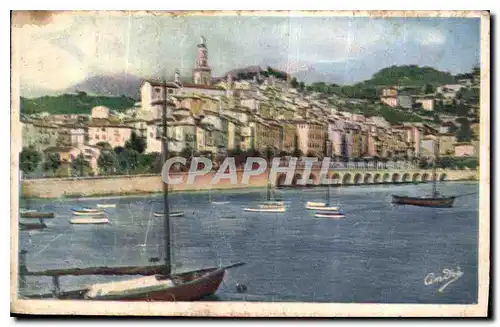 Cartes postales Le Vieux Menton vu du Port Bateau