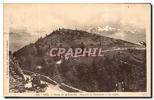 Cartes postales Gex Route de la Faucille Sou met de Florimont et les Alpes