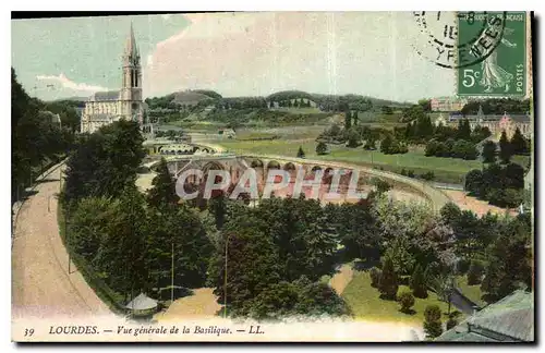 Cartes postales Lourdes vue generale de la Basilique