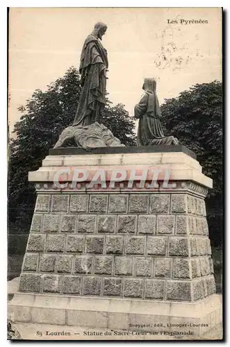 Cartes postales Lourdes Statue du Sacre Coeur sur l'Esplanade