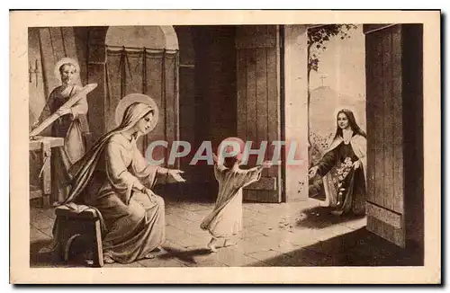 Ansichtskarte AK Ste Therese de l'Enfant Jesus fetant des fleurs sous les pas de l'Enfant Jesus