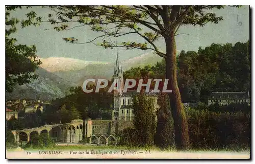 Cartes postales Lourdes Vue sur la Basilique et les Pyrenees
