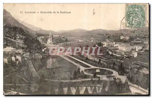 Ansichtskarte AK Lourdes Ensemble de la Basilique