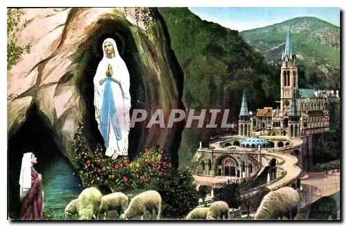 Ansichtskarte AK Lourdes La Basilique et l'Apparition