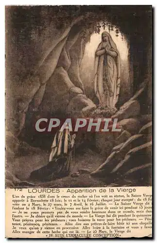 Cartes postales Lourdes Apparition de la Vierge