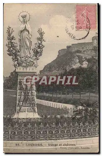 Cartes postales Lourdes Vierge et Chateau