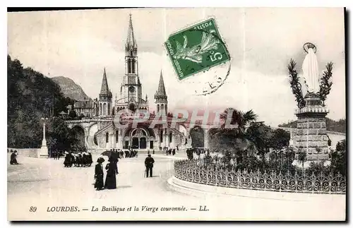 Cartes postales Lourdes la Basilique et la Vierge couronnee