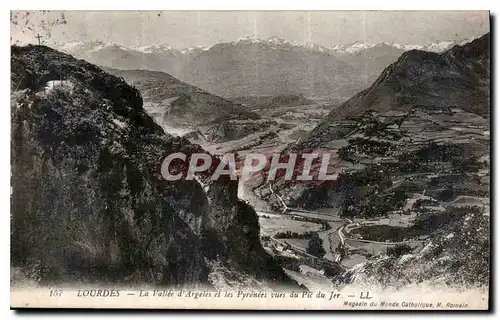 Cartes postales Lourdes la vallee d'Argeles et les Pyrenees vues du Pic du Jer