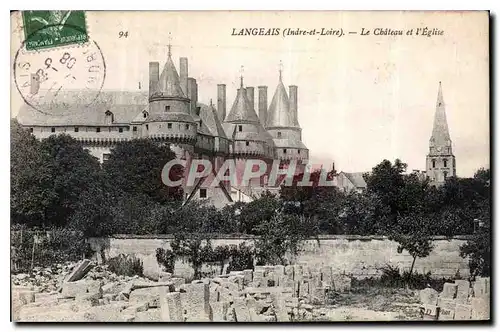 Cartes postales Langeais Indre et Loire Le chateau et l'Eglise