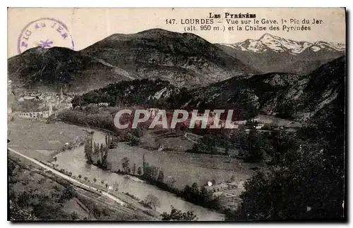 Ansichtskarte AK Les Pyrenees Lourdes vue sur le Gave le Pic du Jer et la Chaine des Pyrenees