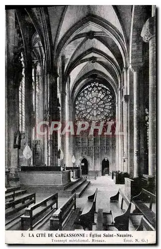Cartes postales La Cite de Carcassonne Eglise Saint Nazaire Transept meridional Rosace