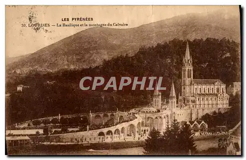 Cartes postales Les Pyrenees Lourdes la Basilique et la Montagne du Calvaire