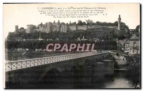 Cartes postales Chinon I et L le Pont sur la Vienne et le Chateau