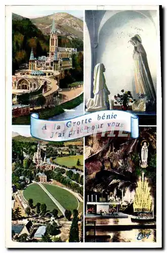Ansichtskarte AK Lourdes la Basilique l'Apparition G Serraz Sculpteur et la Grotte Miraculeuse