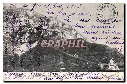 Cartes postales Lourdes vue generale du Pic du Jer Funiculaire