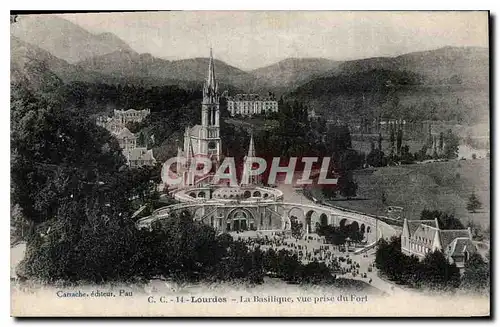 Cartes postales Lourdes la Basilique vue prise du Fort