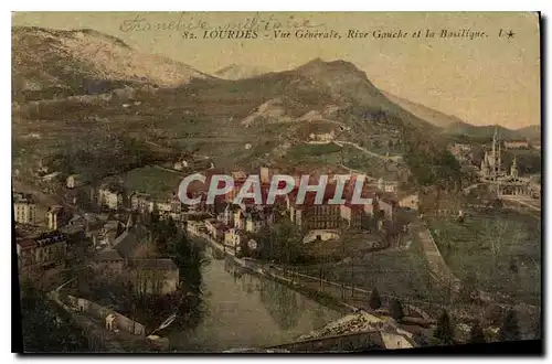 Cartes postales Lourdes vue generale Rive Gauche et la Basilique