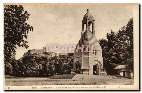 Cartes postales Lourdes Monument de la reconnaissance Interalliee