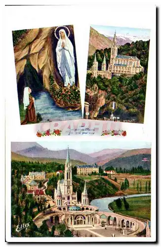 Cartes postales Cauterets Cascade de Lutour ou du Pisse Arros l'Apparition et la Basilique