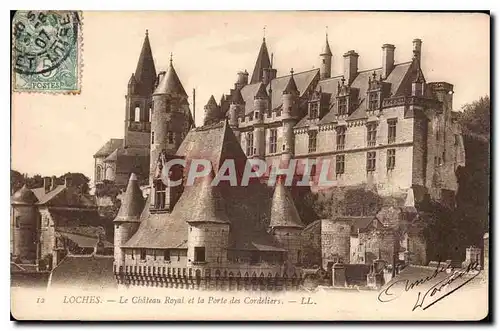 Cartes postales Loches Le Chateau Royal et la Porte des Cordeliers