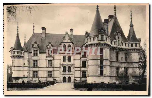 Cartes postales Chateau d'Azay le Rideau I et L face nord