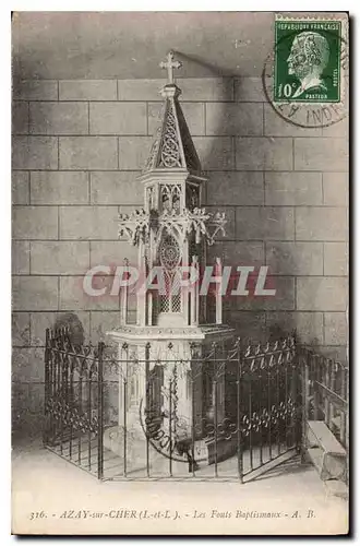 Cartes postales Azay sur Cher I et L les Fonts Baptismaux