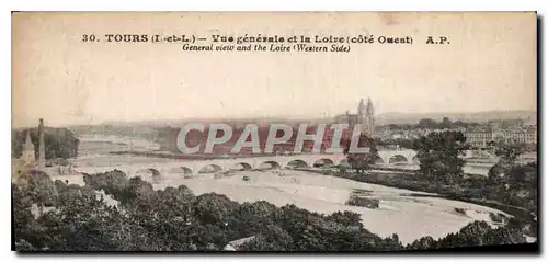 Cartes postales Tours I et L vue generale et la Loire Cote Ouest